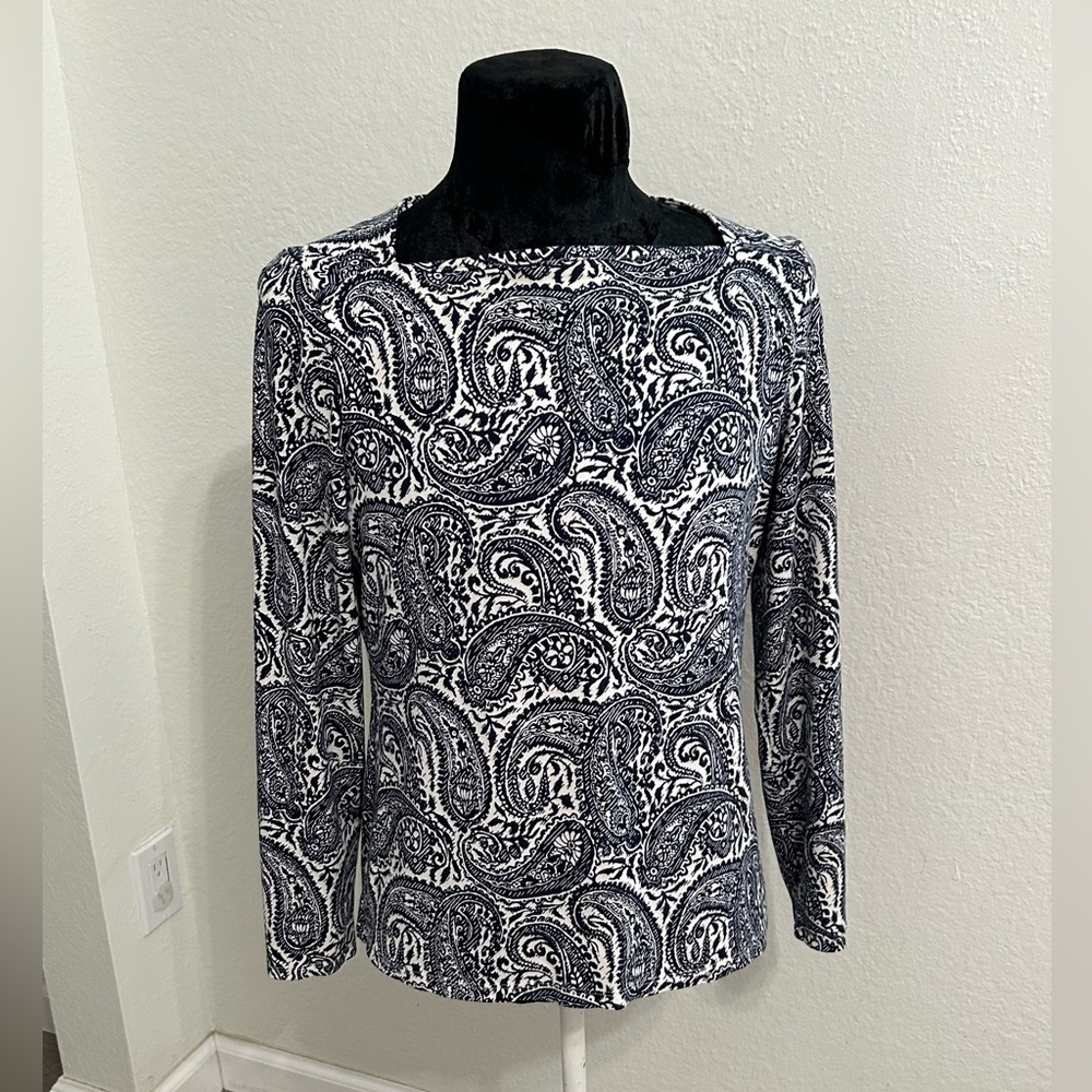 Talbots Paisley Print Long Sleeve Top